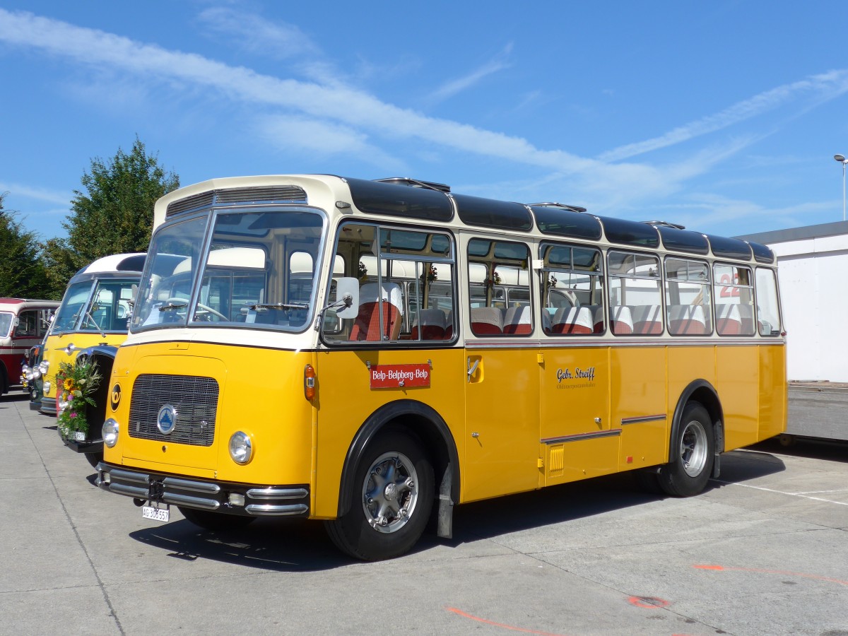 (164'216) - Streiff, Gelterkinden - AG 306'557 - Saurer/Gangloff (ex Oldie-Tours Z�risee, Wollerau; ex OTAG, Wald; ex Leibundgut, Obergoldbach; ex Krebs, Belpberg) am 29. August 2015 in Oberkirch, CAMPUS Sursee