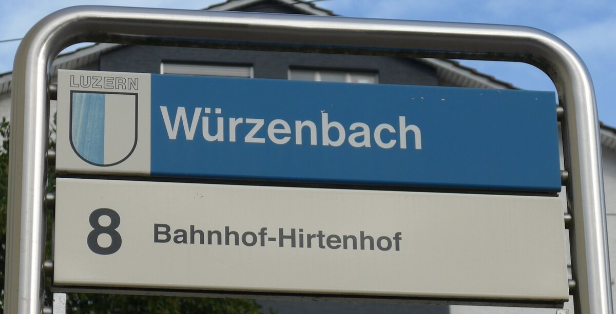 (164'865) - VBL-Haltestellenschild - Luzern, W�rzenbach - am 16. September 2015