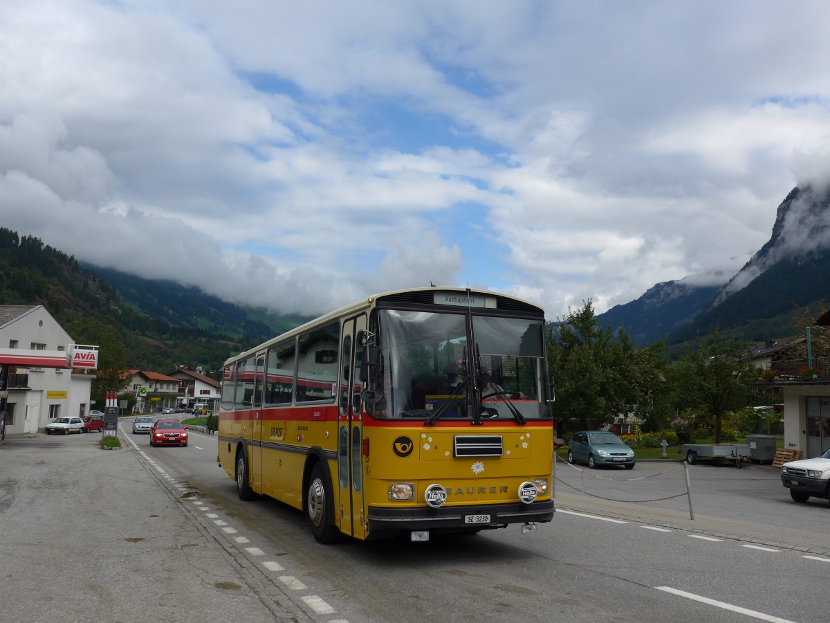(165'383) - F�ssler, Unteriberg - Nr. 6/SZ 5232 - Saurer/R&J (ex Sch�rch, Gutenburg Nr. 6; ex P 24'358) am 19. September 2015 in Andeer, Tgavugl
