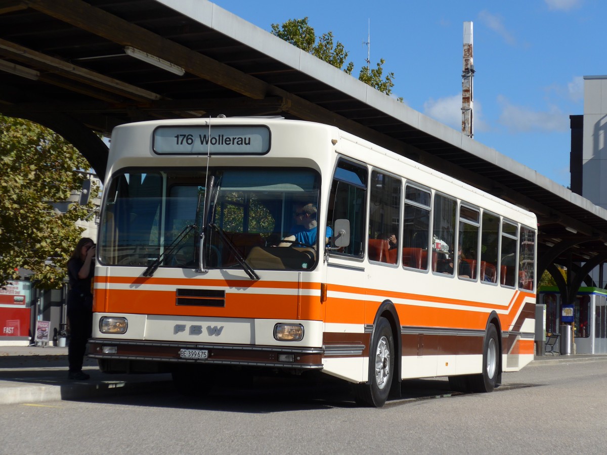 (166'001) - Wegm�ller, M�nsingen - BE 399'675 - FBW/R&J (ex Bamert, Wollerau) am 4. Oktober 2015 beim Bahnhof Burgdorf