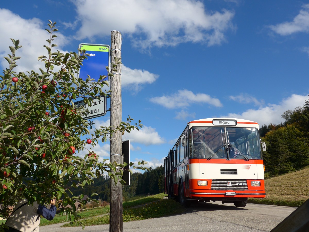 (166'027) - Frey, Opfikon - GL 15'272 - FBW/R&J (ex Tiemann, Oetwil Nr. 20; ex AAGS Schwyz Nr. 20) am 4. Oktober 2015 in Kaltacker, Br�gglen