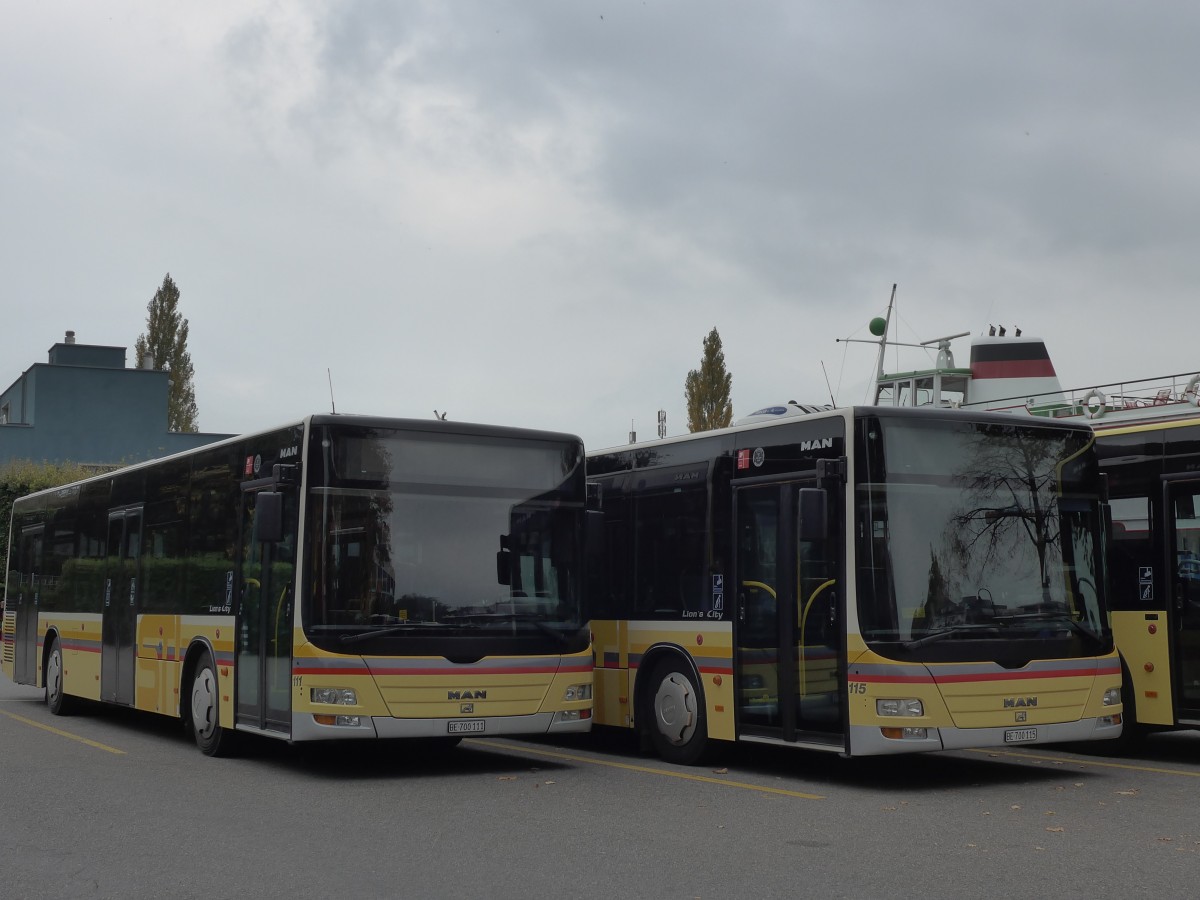 (166'246) - STI Thun - Nr. 111/BE 700'111 + Nr. 115/BE 700'115 - MAN am 13. Oktober 2015 bei der Schiffl�ndte Thun