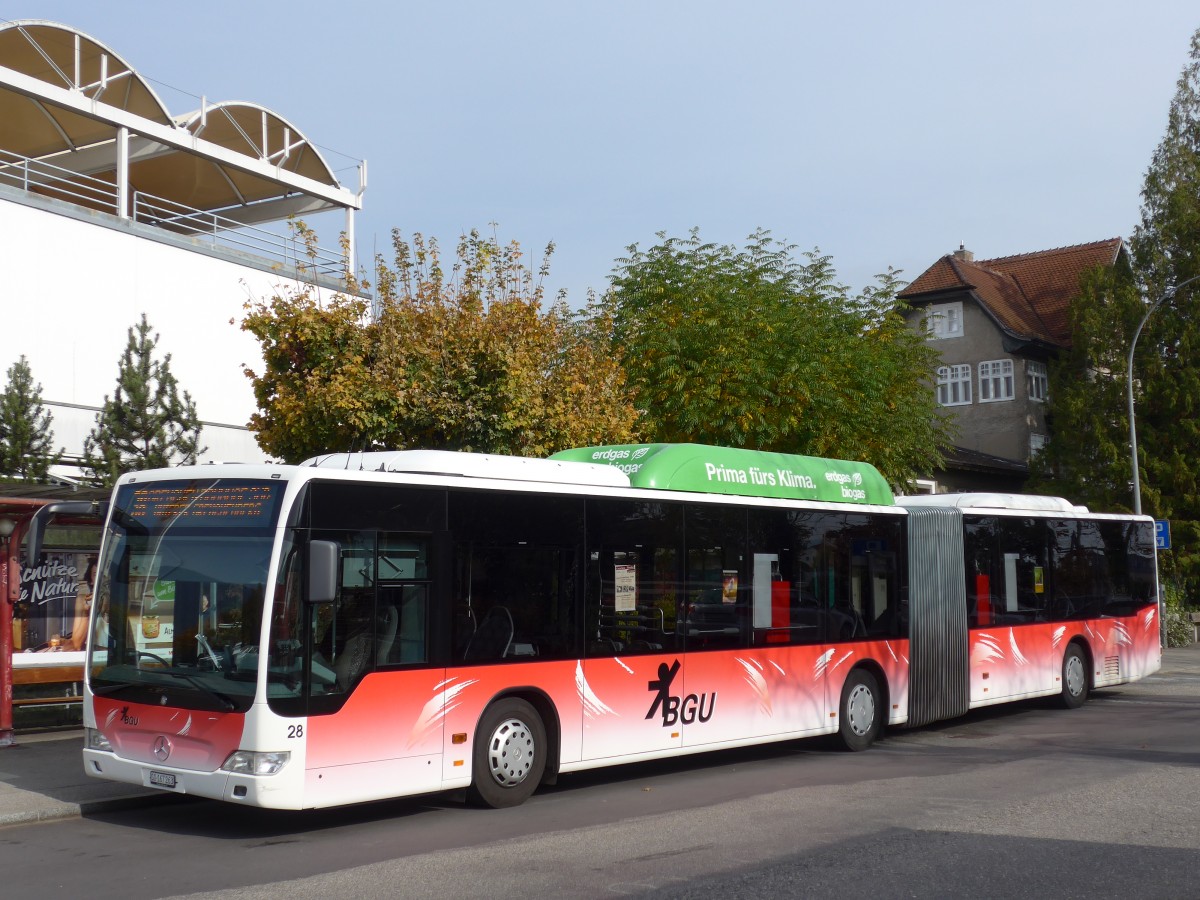 (166'431) - BGU Grenchen - Nr. 28/SO 167'263 - Mercedes am 24. Oktober 2015 beim Bahnhof Grenchen S�d