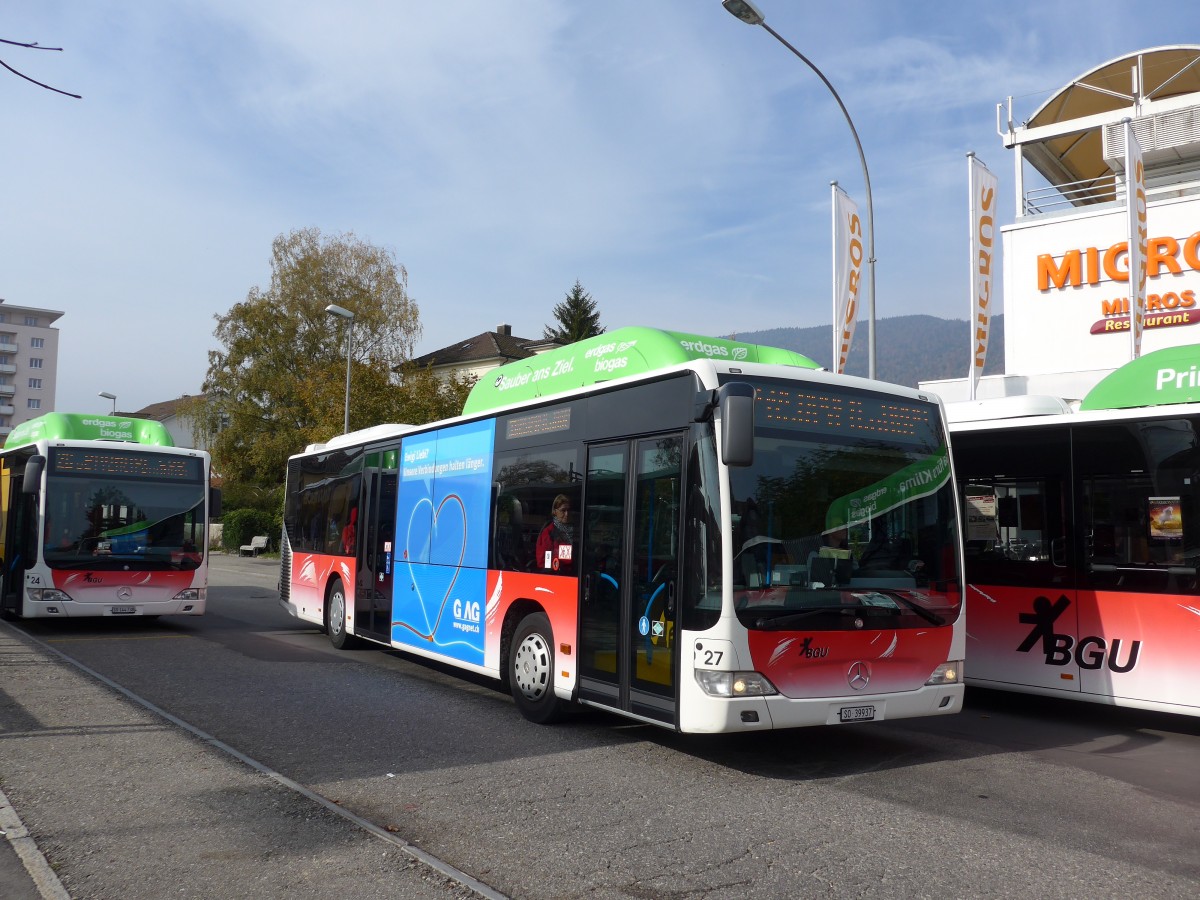 (166'432) - BGU Grenchen - Nr. 27/SO 39'937 - Mercedes am 24. Oktober 2015 beim Bahnhof Grenchen S�d