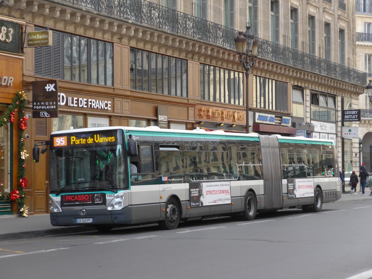 (166'904) - RATP Paris - Nr. 1665/CX 340 PF - Irisbus am 16. November 2015 in Paris, Op�ra