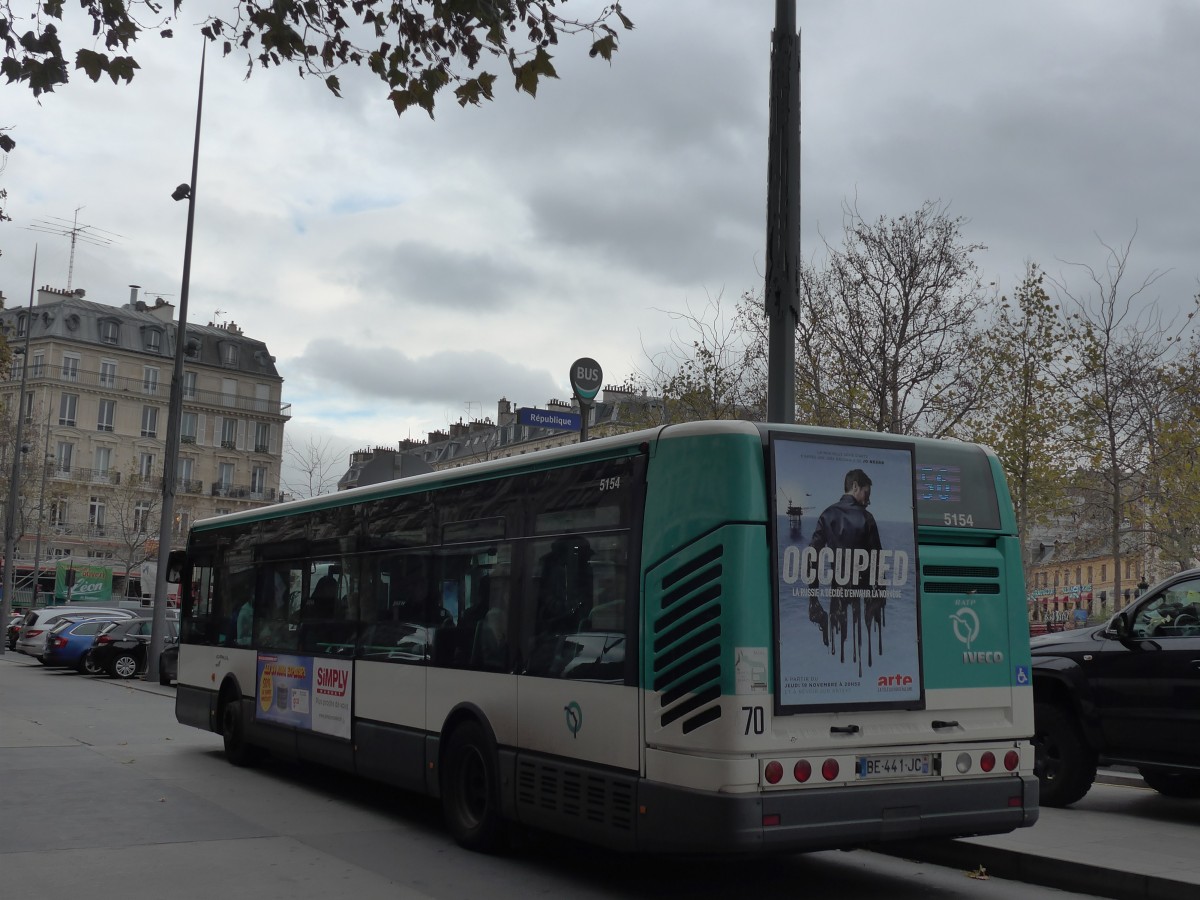 (166'970) - RATP Paris - Nr. 5154/BE 441 JC - Irisbus am 16. November 2015 in Paris, R�publique