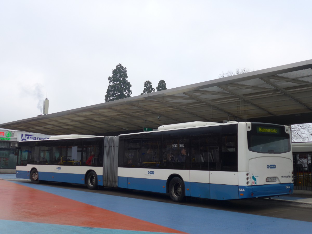 (168'196) - VBZ Z�rich - Nr. 544/ZH 730'544 - Neoplan am 1. Januar 2016 beim Bahnhof Horgen