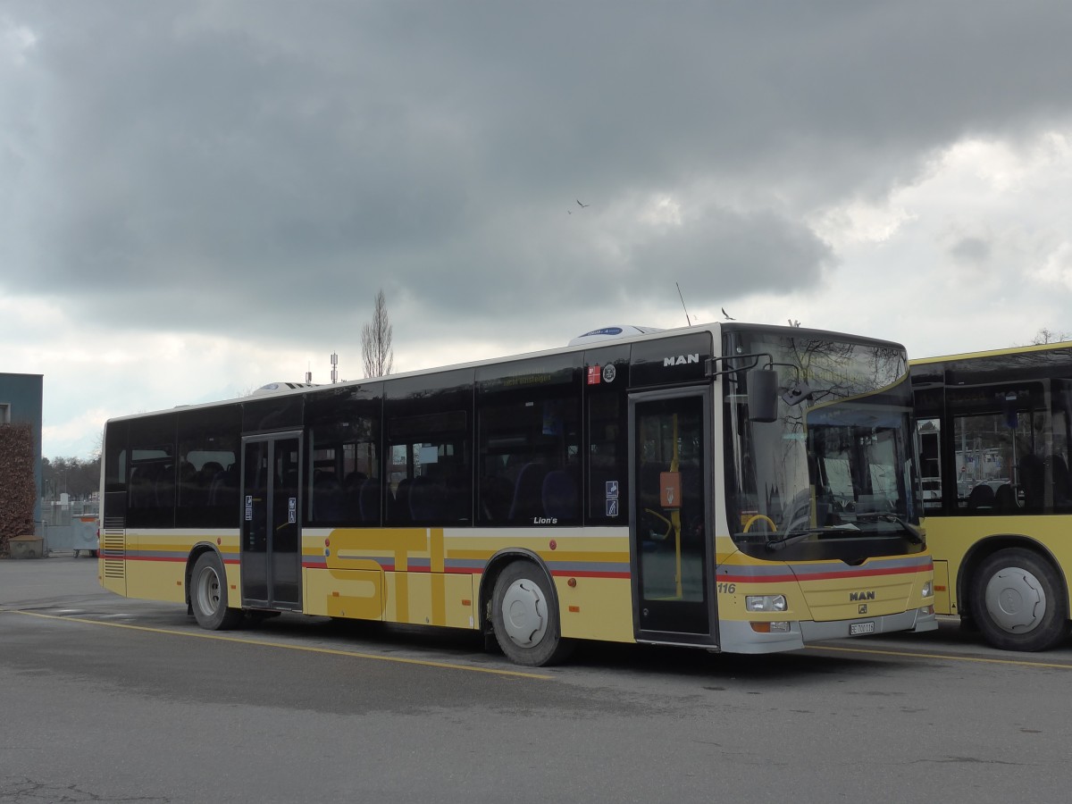 (168'930) - STI Thun - Nr. 116/BE 700'116 - MAN am 26. Februar 2016 bei der Schiffl�ndte Thun