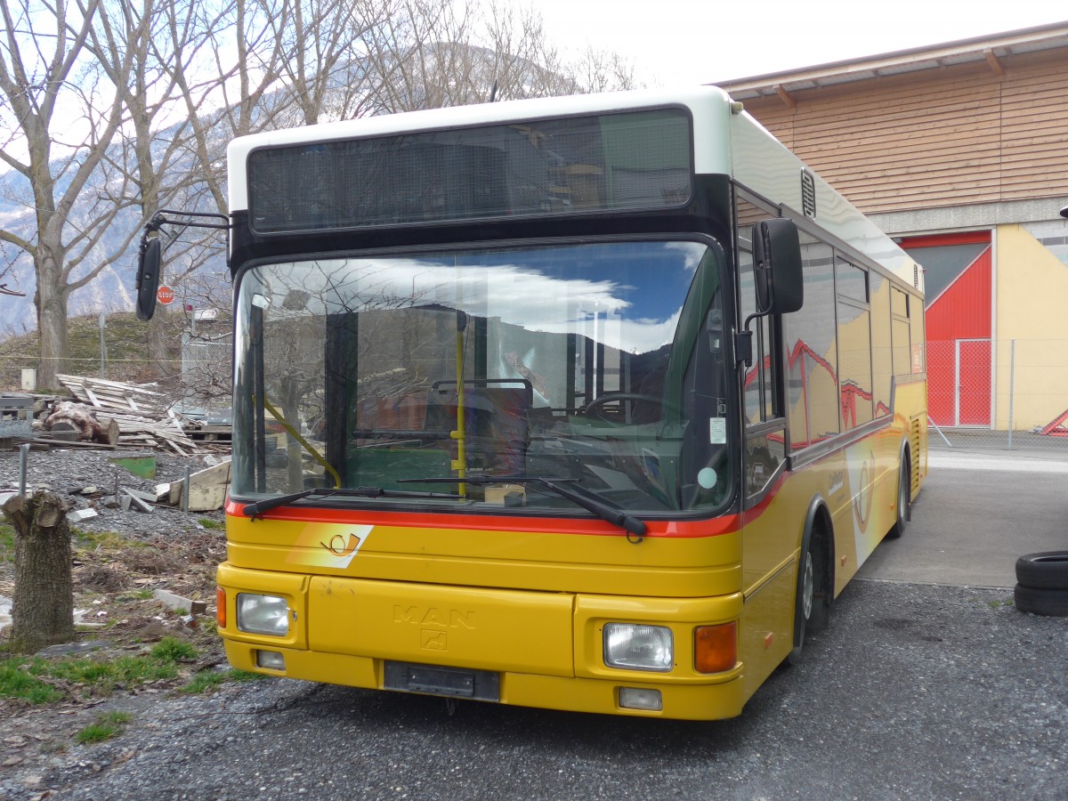(169'049) - Buchard, Leytron - MAN/Lauber (ex WilMobil, Wil Nr. 246; ex BOS Wil Nr. 24; ex AWL Littenheid) am 6. M�rz 2016 in Leytron, Garage