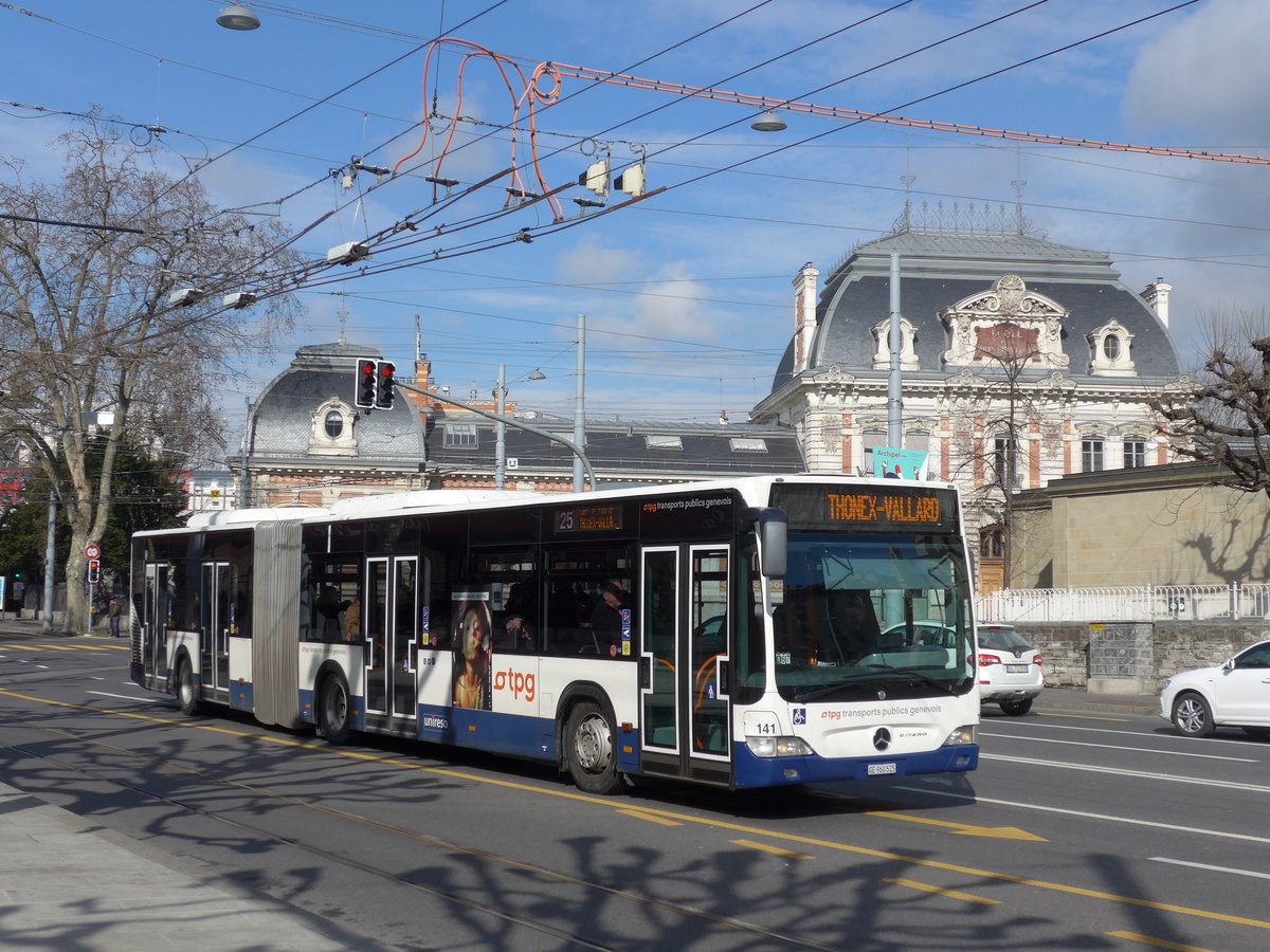 (169'108) - TPG Gen�ve - Nr. 141/GE 960'525 - Mercedes am 7. M�rz 2016 in Gen�ve, Place des Vingt-Deux-Cantons