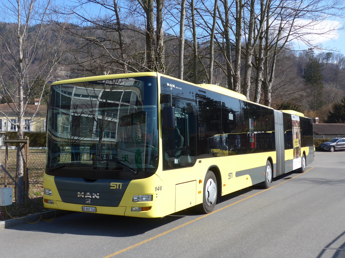(169'216) - STI Thun - Nr. 146/BE 801'146 - MAN am 10. M�rz 2016 bei der Schiffl�ndte Thun