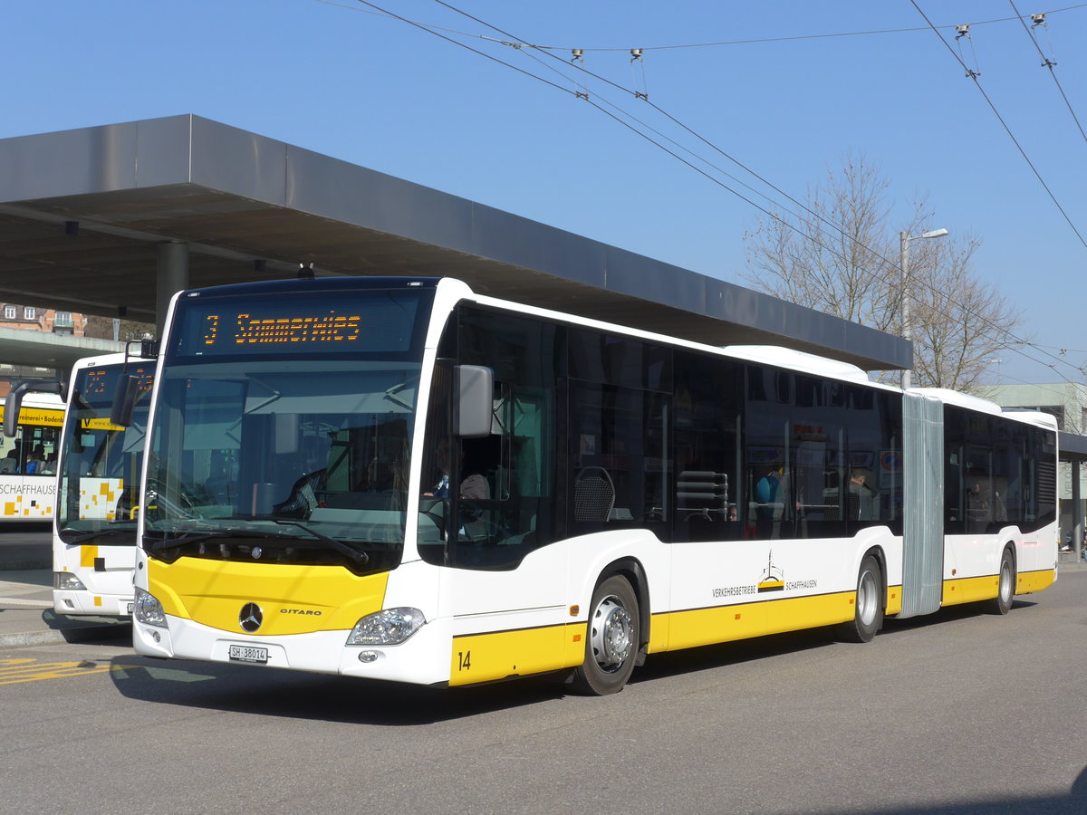(169'288) - VBSH Schaffhausen - Nr. 14/SH 38'014 - Mercedes am 19. M�rz 2016 beim Bahnhof Schaffhausen