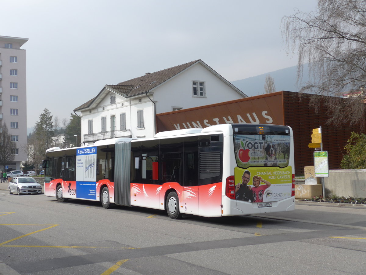 (169'398) - BGU Grenchen - Nr. 8/SO 21'958 - Mercedes am 21. M�rz 2016 beim Bahnhof Grenchen S�d