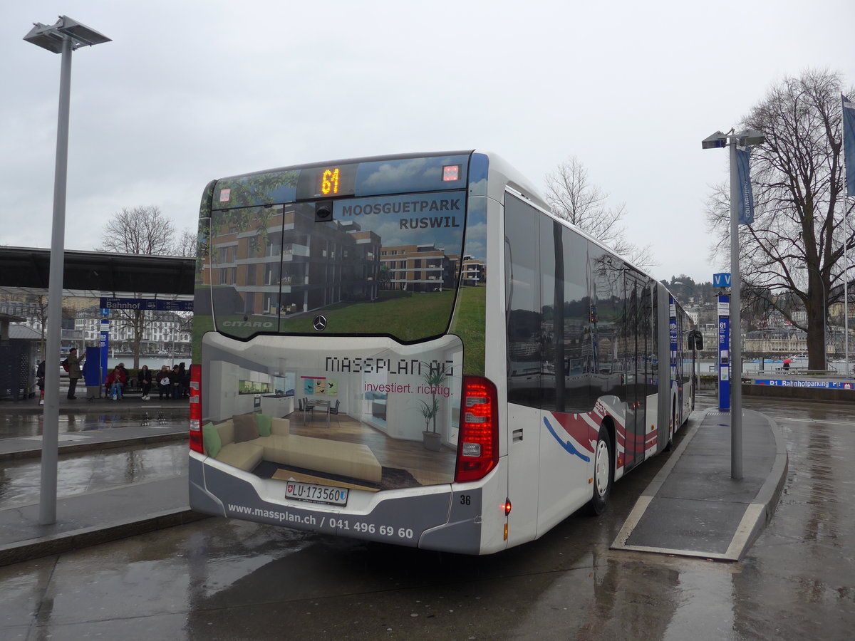 (169'489) - ARAG Ruswil - Nr. 36/LU 173'560 - Mercedes am 25. M�rz 2016 beim Bahnhof Luzern