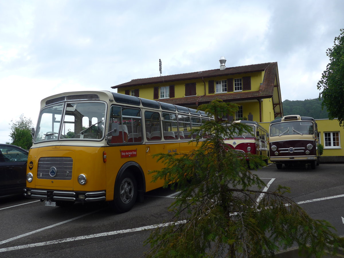 (171'635) - Streiff, Gelterkinden - AG 306'557 - Saurer/Gangloff (ex Oldie-Tours Z�risee, Wollerau; ex OTAG, Wald; ex Leibundgut, Obergoldbach; ex Krebs, Belpberg) am 4. Juni 2016 in M�hlethal, Gasthof Linde