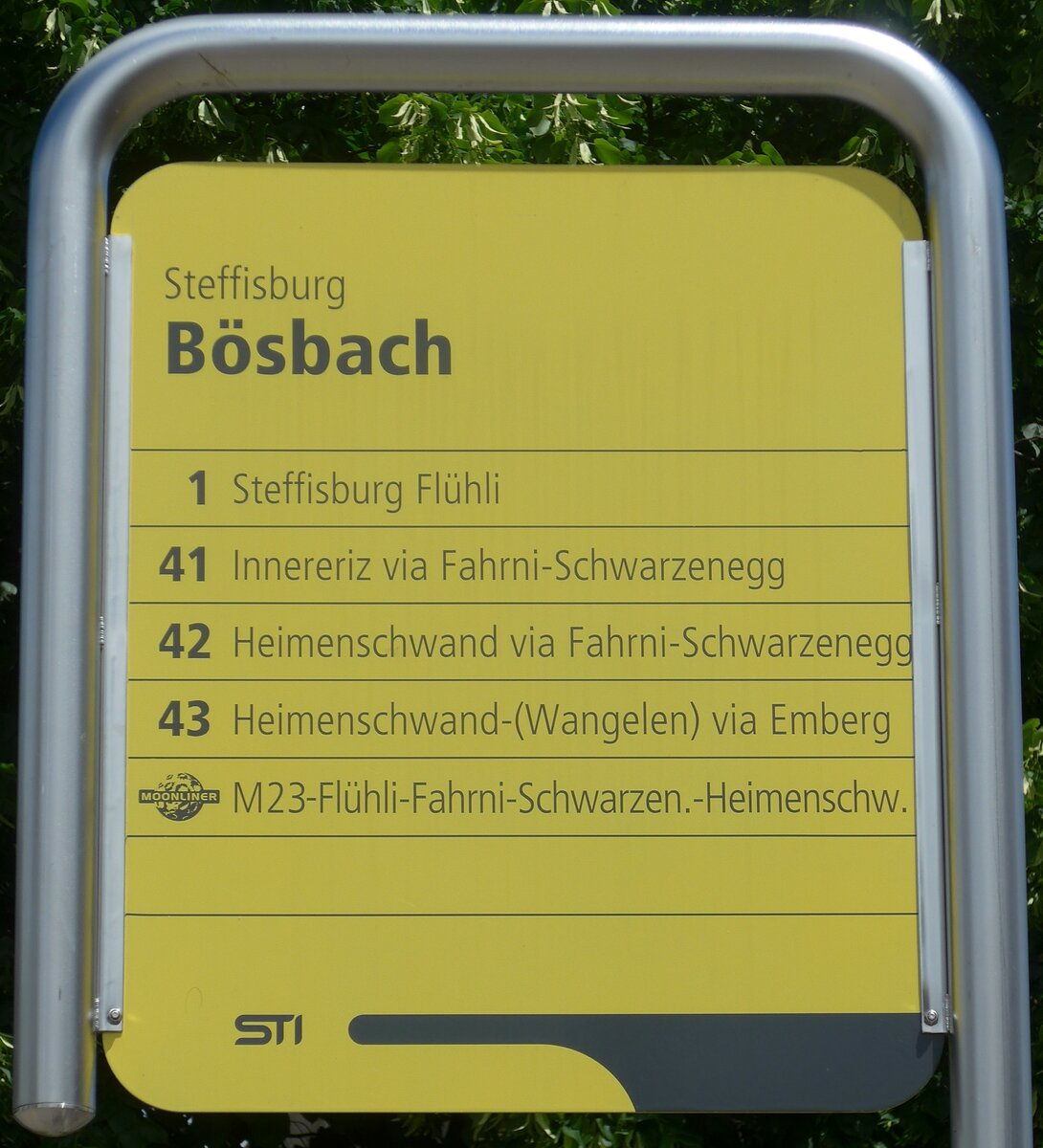 (171'872) - STI-Haltestellenschild - Steffisburg, B�sbach - am 15. Juni 2016