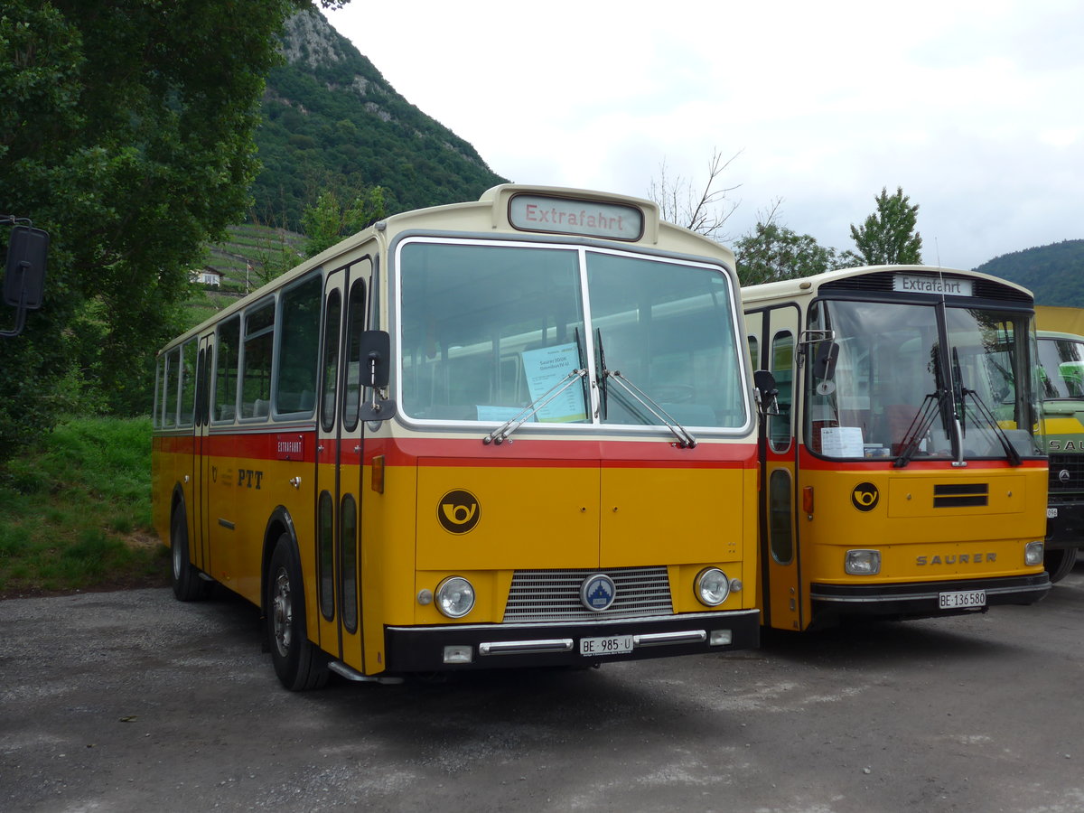 (172'091) - Zimmermann, Niederwangen - BE 985 U - Saurer/T�scher (ex P 24'632) am 25. Juni 2016 in Aigle, Saurertreffen