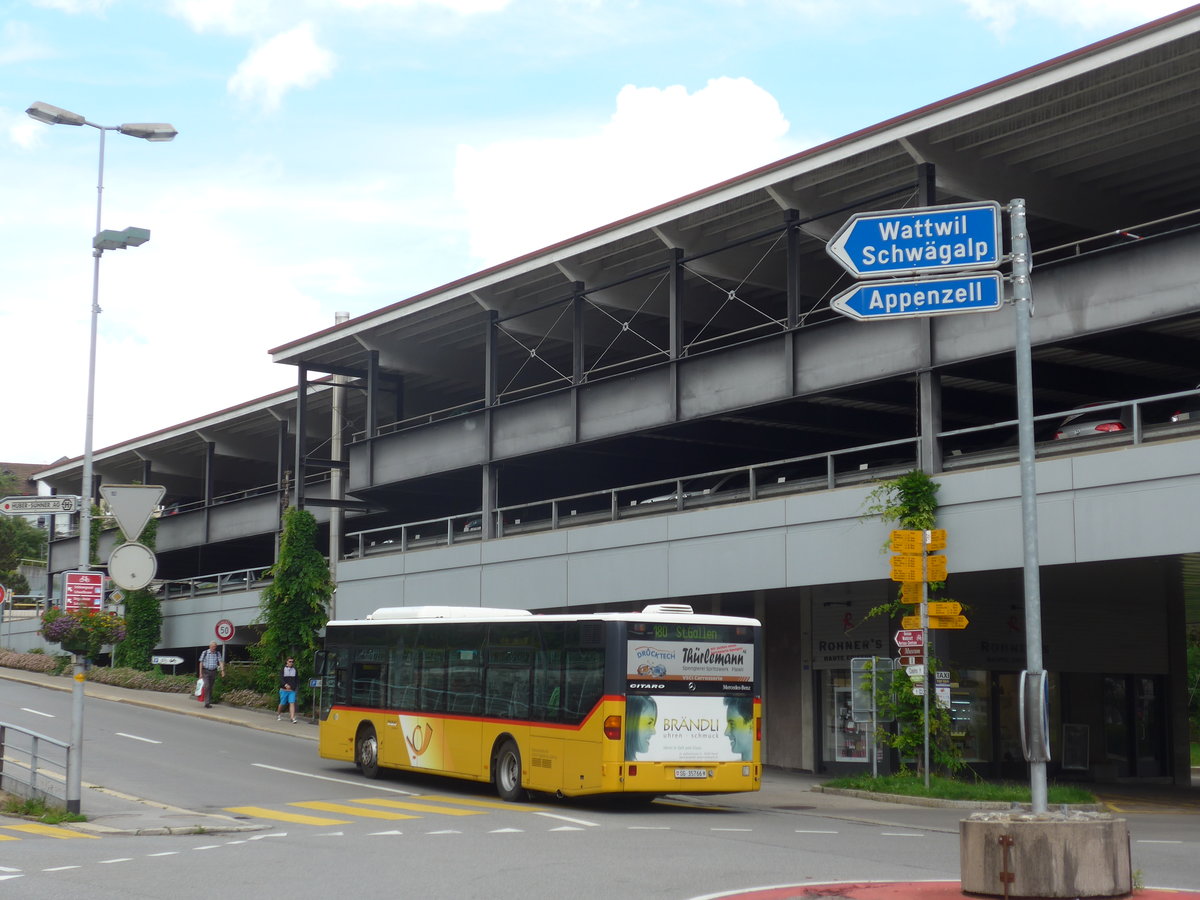 (172'583) - Postautobetriebe Unteres Toggenburg, L�tisburg - SG 35'766 - Mercedes am 27. Juni 2016 beim Bahnhof Herisau