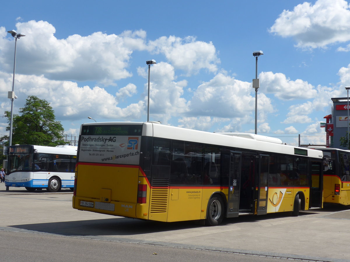 (172'663) - Postautobetriebe Unteres Toggenburg, L�tisburg - SG 284'108 - MAN am 27. Juni 2016 beim Bahnhof Wil