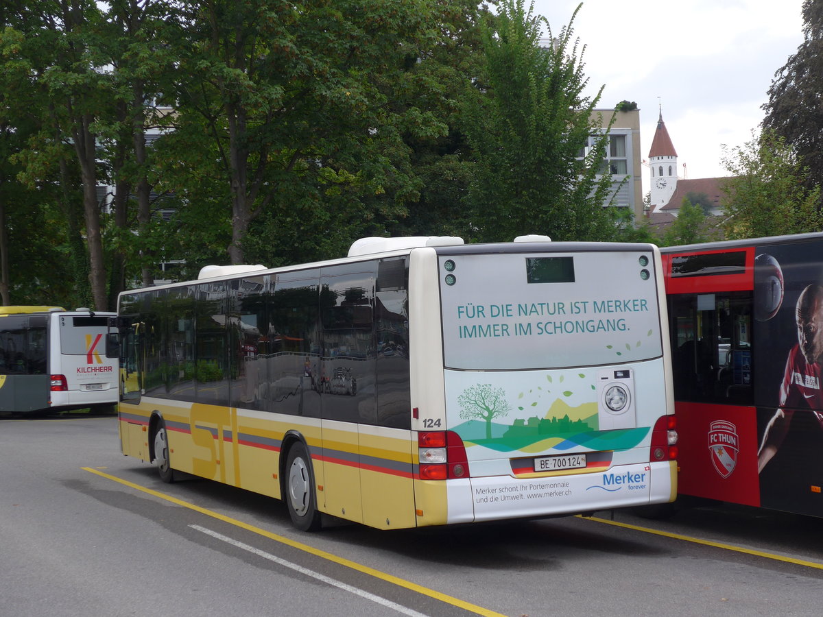 (174'112) - STI Thun - Nr. 124/BE 700'124 - MAN am 20. August 2016 bei der Schiffl�ndte Thun