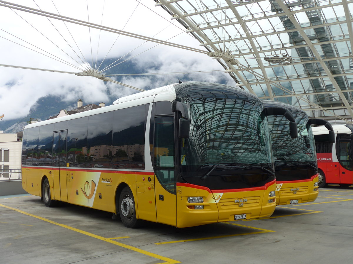 (174'138) - PostAuto Graub�nden - GR 162'973 - MAN am 21. August 2016 in Chur, Postautostation