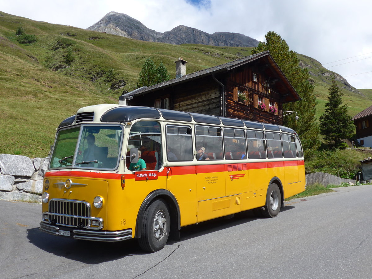 (174'229) - Tanner&Lambach, Reigoldswil - Nr. 2/BL 24'059 - FBW/R&J (ex Hunziker, R�schlikon; ex P 24'059; ex P 21'559) am 21. August 2016 bei Cresta