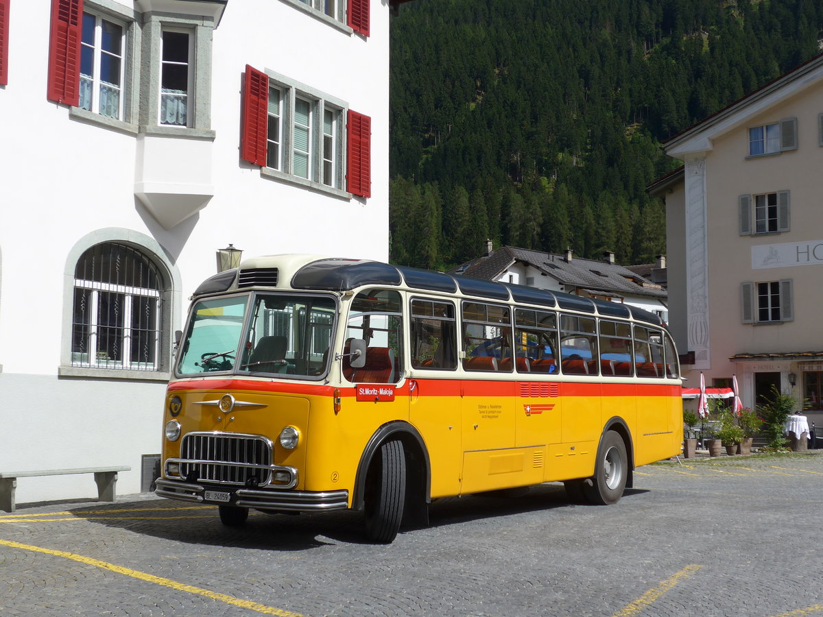 (174'231) - Tanner&Lambach, Reigoldswil - Nr. 2/BL 24'059 - FBW/R&J (ex Hunziker, R�schlikon; ex P 24'059; ex P 21'559) am 21. August 2016 in Andeer, Posta
