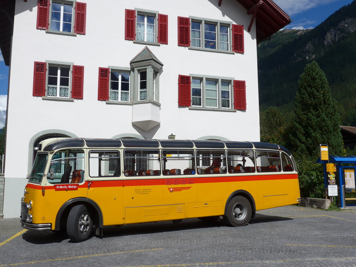 (174'235) - Tanner&Lambach, Reigoldswil - Nr. 2/BL 24'059 - FBW/R&J (ex Hunziker, R�schlikon; ex P 24'059; ex P 21'559) am 21. August 2016 in Andeer, Posta