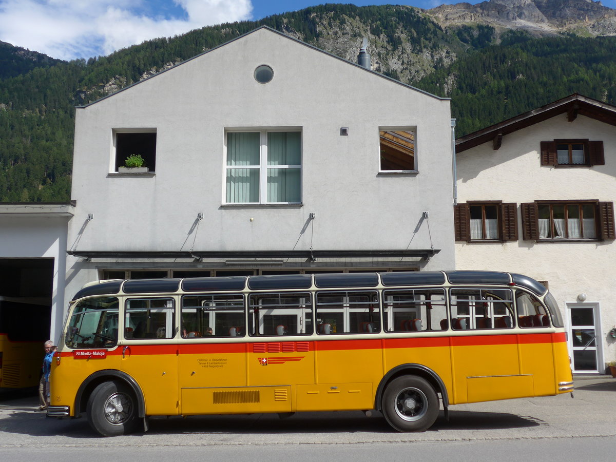 (174'245) - Tanner&Lambach, Reigoldswil - Nr. 2/BL 24'059 - FBW/R&J (ex Hunziker, R�schlikon; ex P 24'059; ex P 21'559) am 21. August 2016 in Andeer, Garage Mark