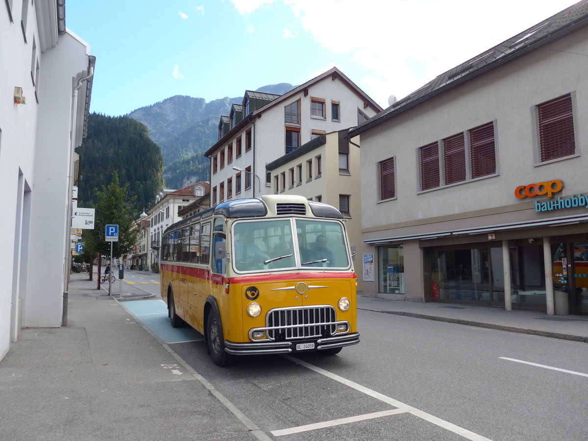 (174'248) - Tanner&Lambach, Reigoldswil - Nr. 2/BL 24'059 - FBW/R&J (ex Hunziker, R�schlikon; ex P 24'059; ex P 21'559) am 21. August 2016 in Thusis, Kantonalbank