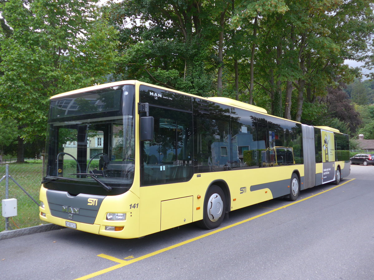 (174'424) - STI Thun - Nr. 141/BE 801'141 - MAN am 29. August 2016 bei der Schiffl�ndte Thun