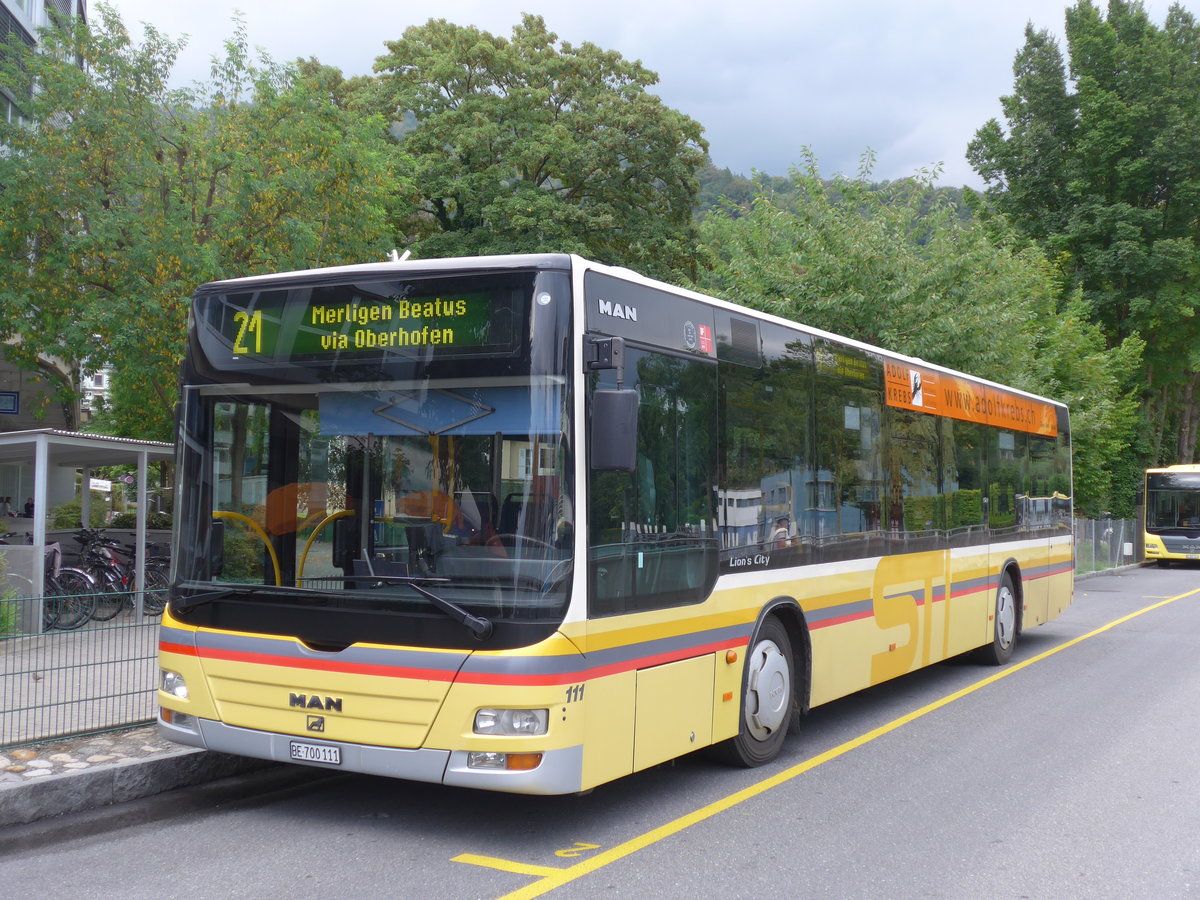 (174'425) - STI Thun - Nr. 111/BE 700'111 - MAN am 29. August 2016 bei der Schiffl�ndte Thun