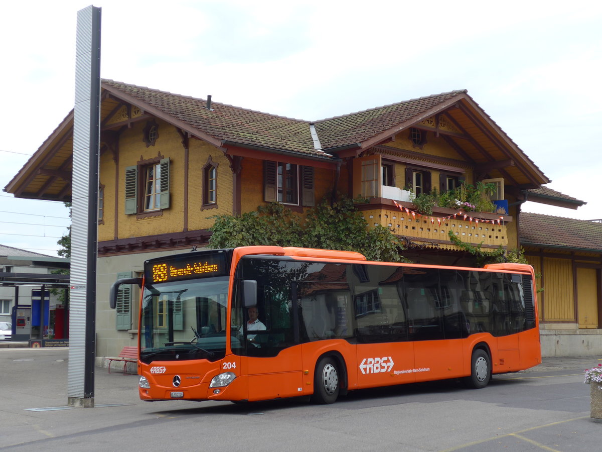 (174'554) - RBS Worblaufen - Nr. 204/BE 800'204 - Mercedes am 4. September 2016 beim Bahnhof M�nchenbuchsee