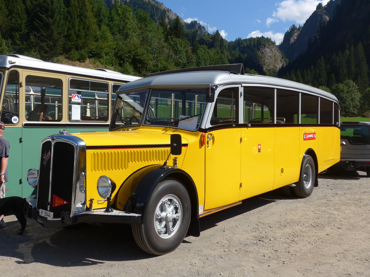 (174'678) - Schmutz, Vaulruz -  P 2044  - Saurer/Saurer (ex Nestl�; ex P 23'019; ex P 2044) am 10. September 2016 in Campo, Saurertreffen