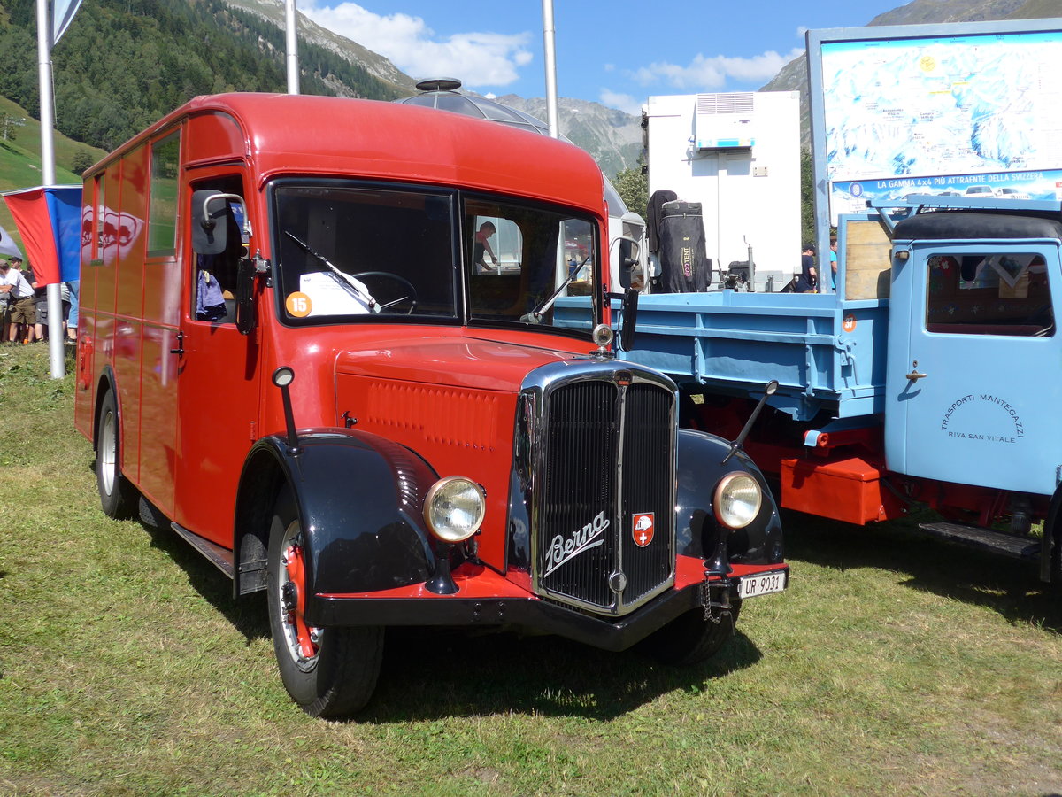 (174'722) - Schuler, Amsteg - UR 9031 - Berna/Hess (ex H�fliger, Luzern; ex M+3143) am 10. September 2016 in Campo, Saurertreffen