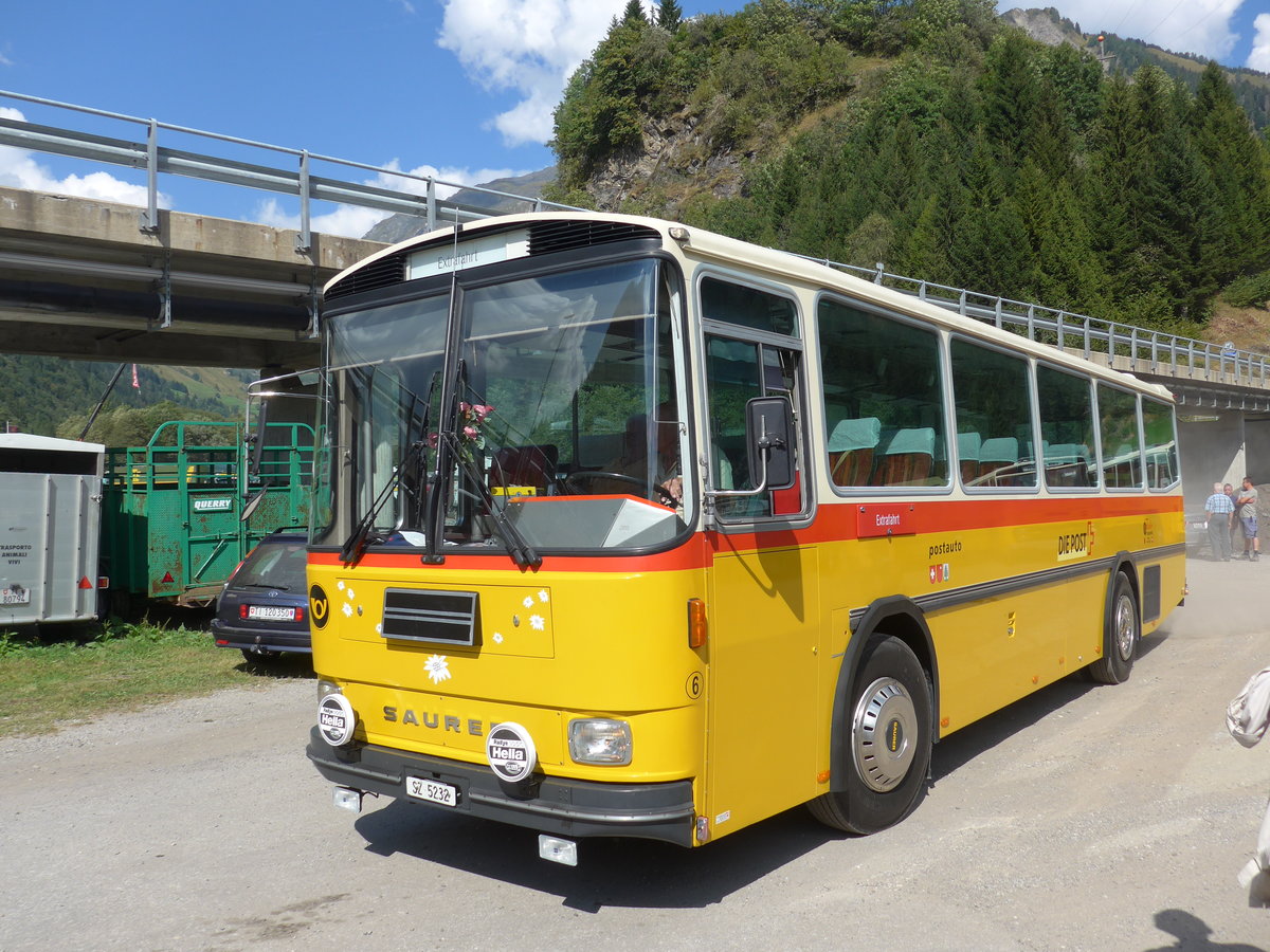 (174'759) - F�ssler, Unteriberg - Nr. 6/SZ 5232 - Saurer/R&J (ex Sch�rch, Gutenburg Nr. 6; ex P 24'358) am 10. September 2016 in Campo, Saurertreffen