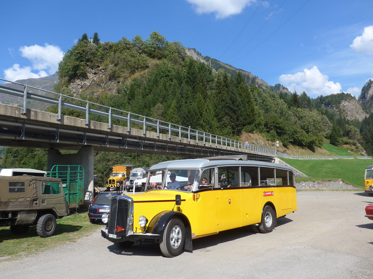 (174'788) - Schmutz, Vaulruz - FR 28'028 - Saurer/Saurer (ex Nestl�; ex P 23'019; ex P 2044) am 10. September 2016 in Campo, Saurertreffen