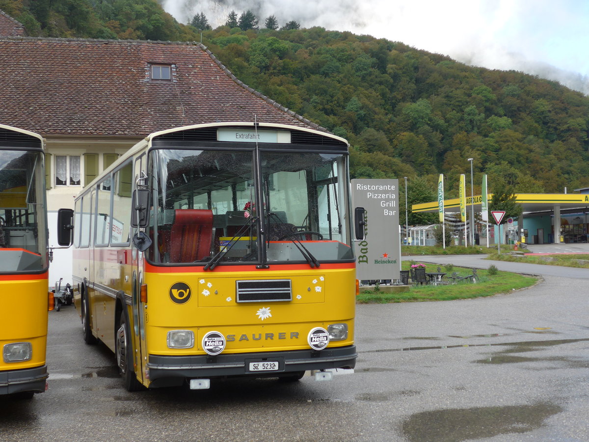 (175'318) - F�ssler, Unteriberg - Nr. 6/SZ 5232 - Saurer/R&J (ex Sch�rch, Gutenburg Nr. 6; ex P 24'358) am 2. Oktober 2016 in Oensingen, Bad Klus