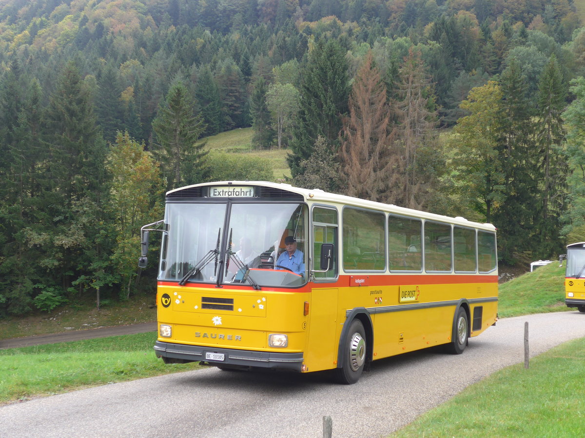 (175'335) - W�thrich, Ursenbach - Nr. 5/BE 10'185 - Saurer/T�scher (ex Sch�rch, Gutenburg Nr. 5; ex Engeloch, Riggisberg Nr. 5; ex P 25'668) am 2. Oktober 2016 am Scheltenpass (Solothurnerseite)