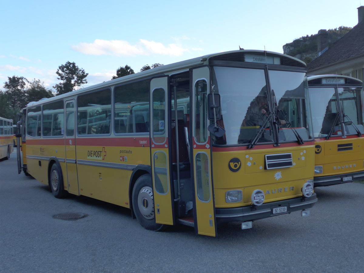 (175'408) - F�ssler, Unteriberg - Nr. 6/SZ 5232 - Saurer/R&J (ex Sch�rch, Gutenburg Nr. 6; ex P 24'358) am 2. Oktober 2016 in Oensingen, Bad Klus