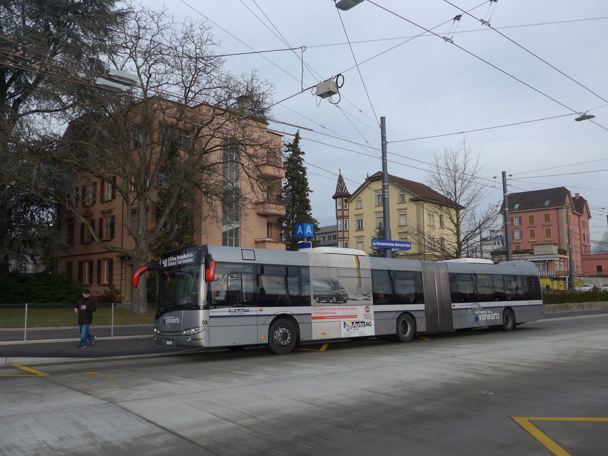 (177'175) - AAGR Rothenburg - Nr. 8/LU 15'047 - Solaris am 11. Dezember 2016 beim Bahnhof Emmenbr�cke S�d