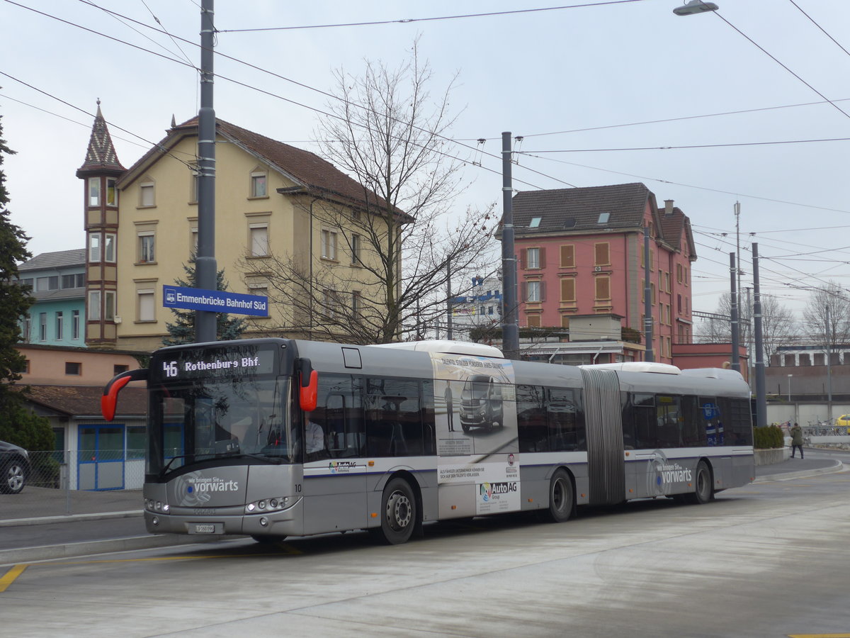 (177'184) - AAGR Rothenburg - Nr. 10/LU 160'096 - Solaris am 11. Dezember 2016 beim Bahnhof Emmenbr�cke S�d
