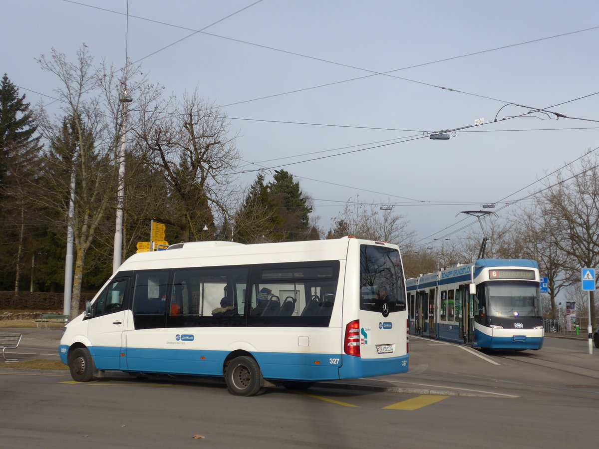 (177'330) - VBZ Z�rich - Nr. 327/ZH 615'327 - Mercedes am 24. Dezember 2016 in Z�rich, Zoo