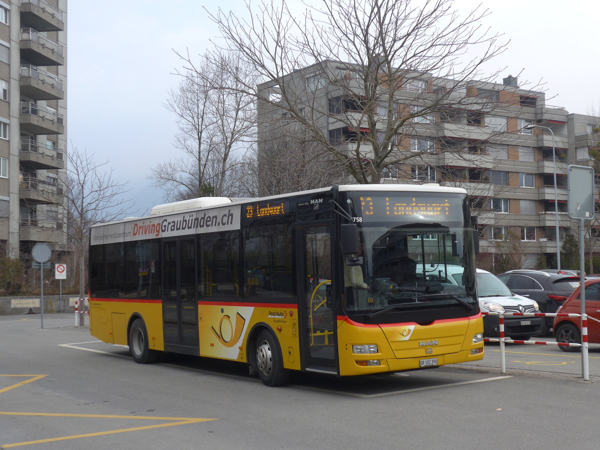 (178'374) - Gessinger, Bad Ragaz - GR 102'390 - MAN/G�ppel am 9. Februar 2017 beim Bahnhof Landquart