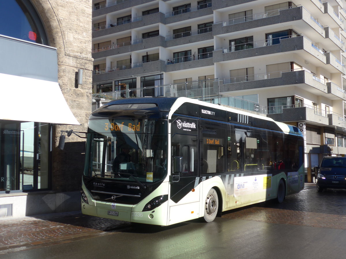 (178'538) - Aus Schweden: Keolis, G�teborg - Nr. 2036/GR 174'508 - Volvo am 18. Februar 2017 in St. Moritz, Klinik Gut (Einsatz Chrisma)