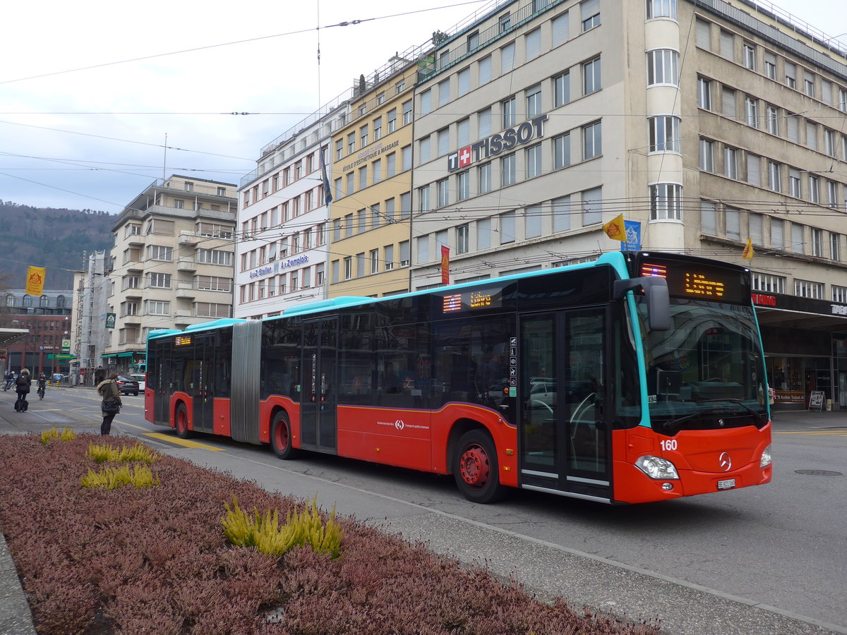 (178'779) - VB Biel - Nr. 160/BE 821'160 - Mercedes am 4. M�rz 2017 beim Bahnhof Biel