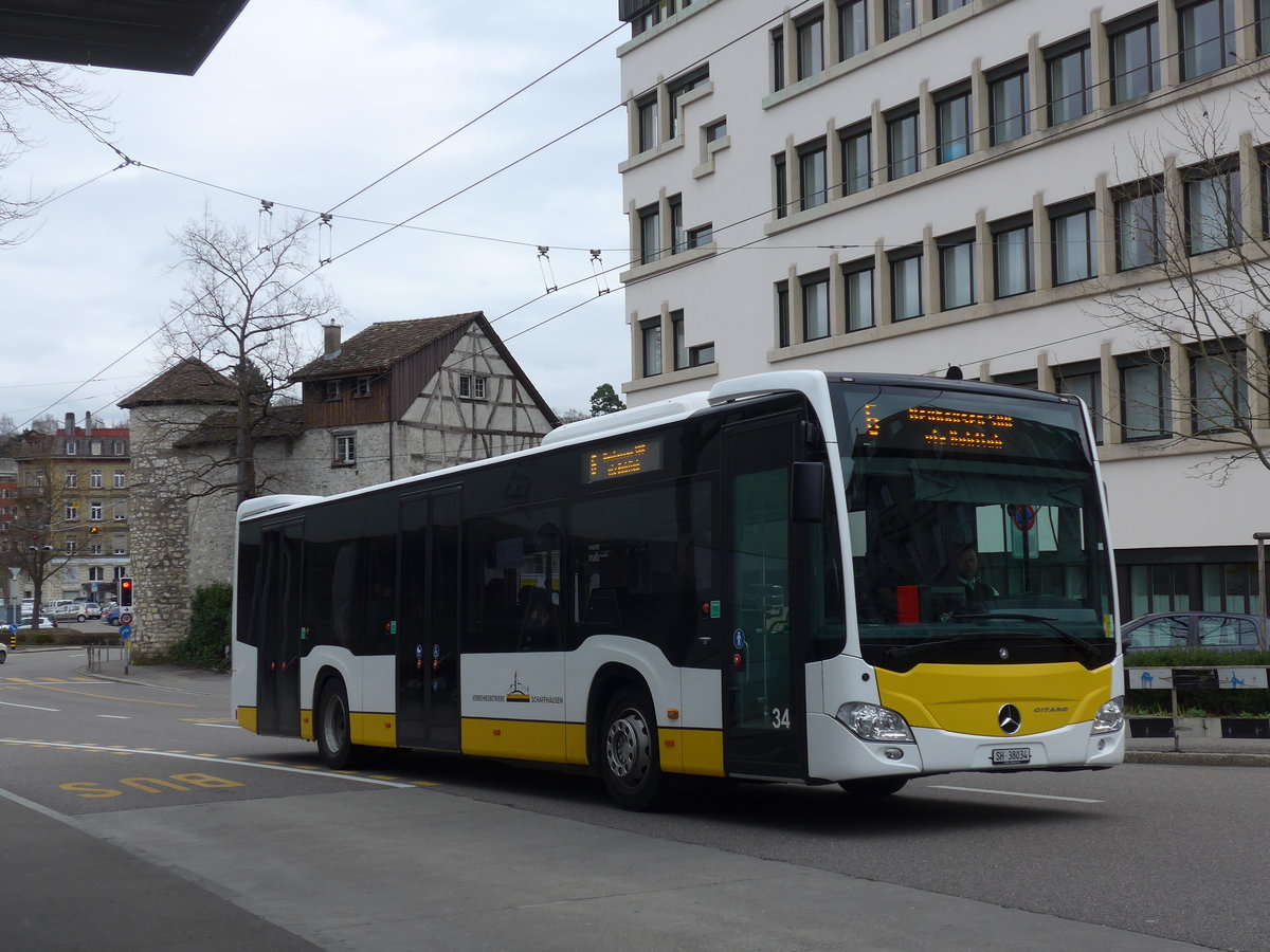 (179'046) - VBSH Schaffhausen - Nr. 34/SH 38'034 - Mercedes am 20. M�rz 2017 beim Bahnhof Schaffhausen