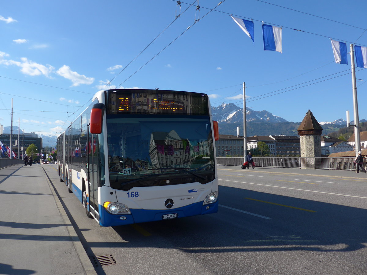 (179'408) - VBL Luzern - Nr. 168/LU 250'398 - Mercedes am 10. April 2017 in Luzern, Bahnhofbr�cke