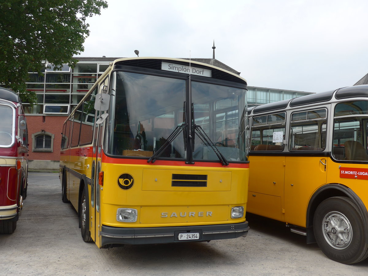 (181'252) - Riviera Carburant Lavage, St-L�gier -  P 24'354  - Saurer/R&J (ex Fischer, D-Weilheim; ex ZVB Zug Nr. 141; ex ZVB Zug Nr. 41; ex P 24'354) am 24. Juni 2017 in Aigle, Saurertreffen