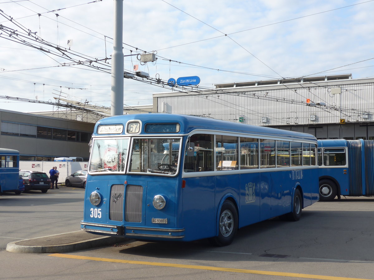 (183'652) - VBZ Z�rich (TMZ) - Nr. 305/AG 9380 U - Saurer/T�scher am 20. August 2017 in Z�rich, Garage Hardau